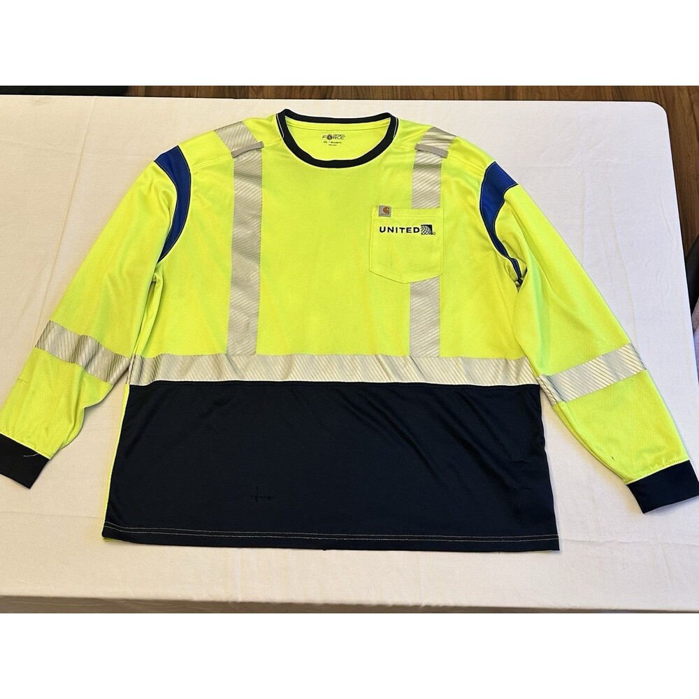 Carhartt United Airlines Shirt High Visibility Class 2 Mens 2XL Read